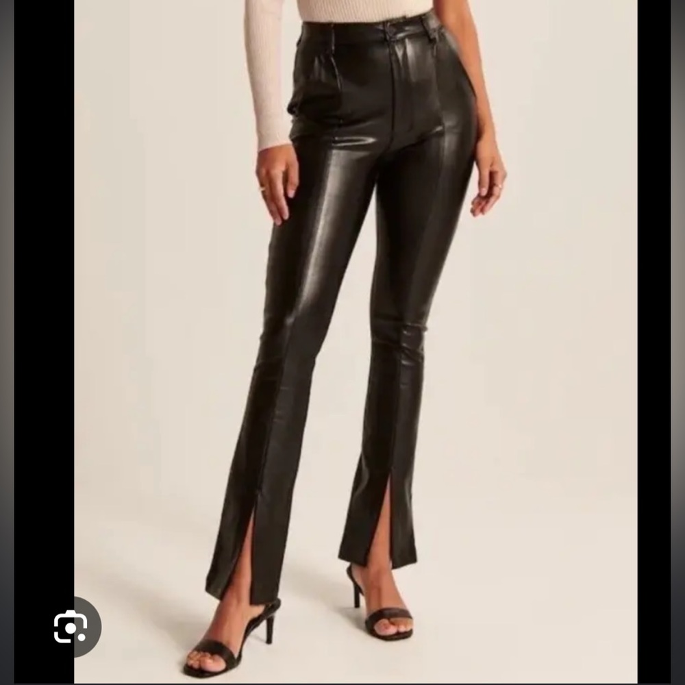 Abercrombie Fitch Skinny Ultra High Rise Faux Leather Pants 25/0 S Black Slits